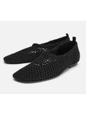 ZARA Mesh Ballet Flats Black Size 38